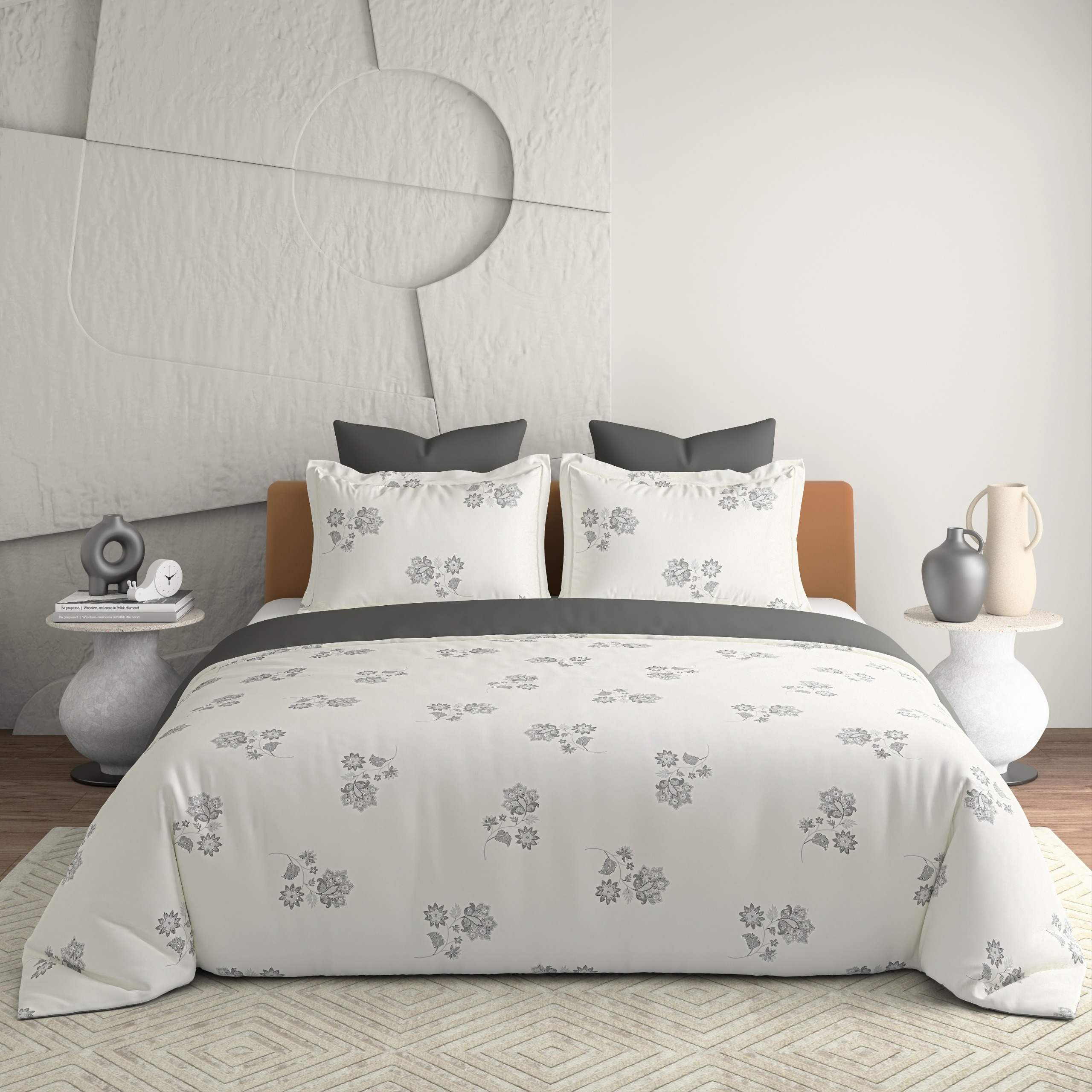 Bellagio Jovial White Cotton 3pc King Size BedSheet Set