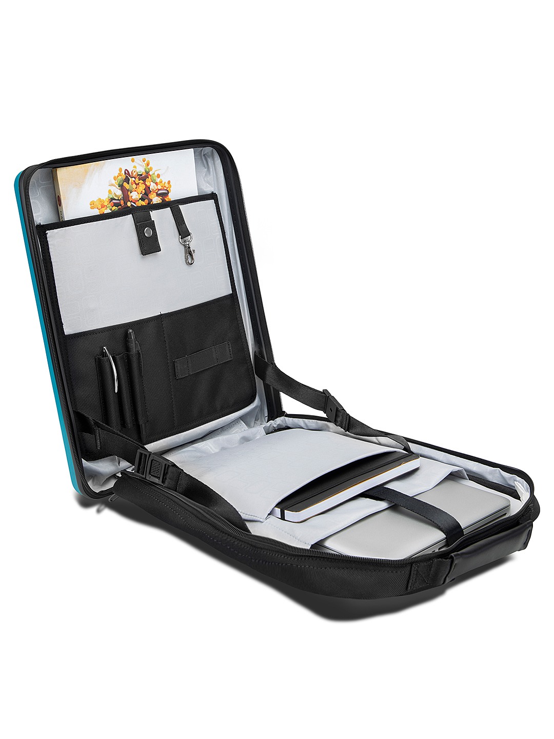 Assembly Hard Sided Polycarbonate Cabin Trolley Bag (54 cm) with Hard Shell Laptop Backpack - Teal