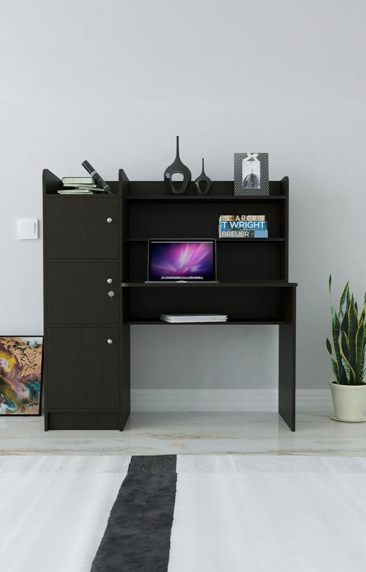 neudot Vision 3 Door Engineered Wood Study Table | Multi-Purpose Study Table | Computer Table for Students | Desk for Work from Home | 1 Year Warranty - Wenge Finish