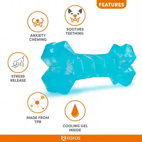 Barkbutler Fofos Cooling Bone Freezable Chew Toy for Dogs (Blue)