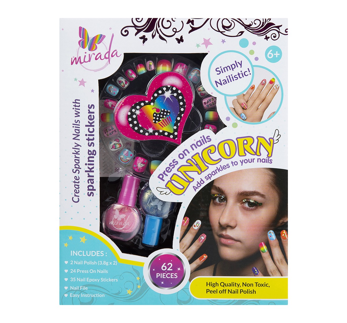 Mirada Press on Nails  Unicorn DIY Art & Craft Kits for Girls age 6Y+