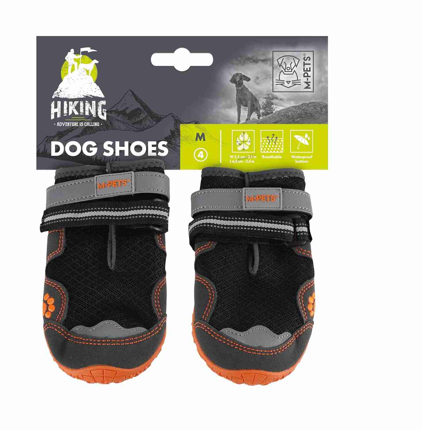 M-Pets Hiking Dog Shoes Anti-Slip Dog Boots for Rains, Snow, Cold, Hot & Rough Surfaces