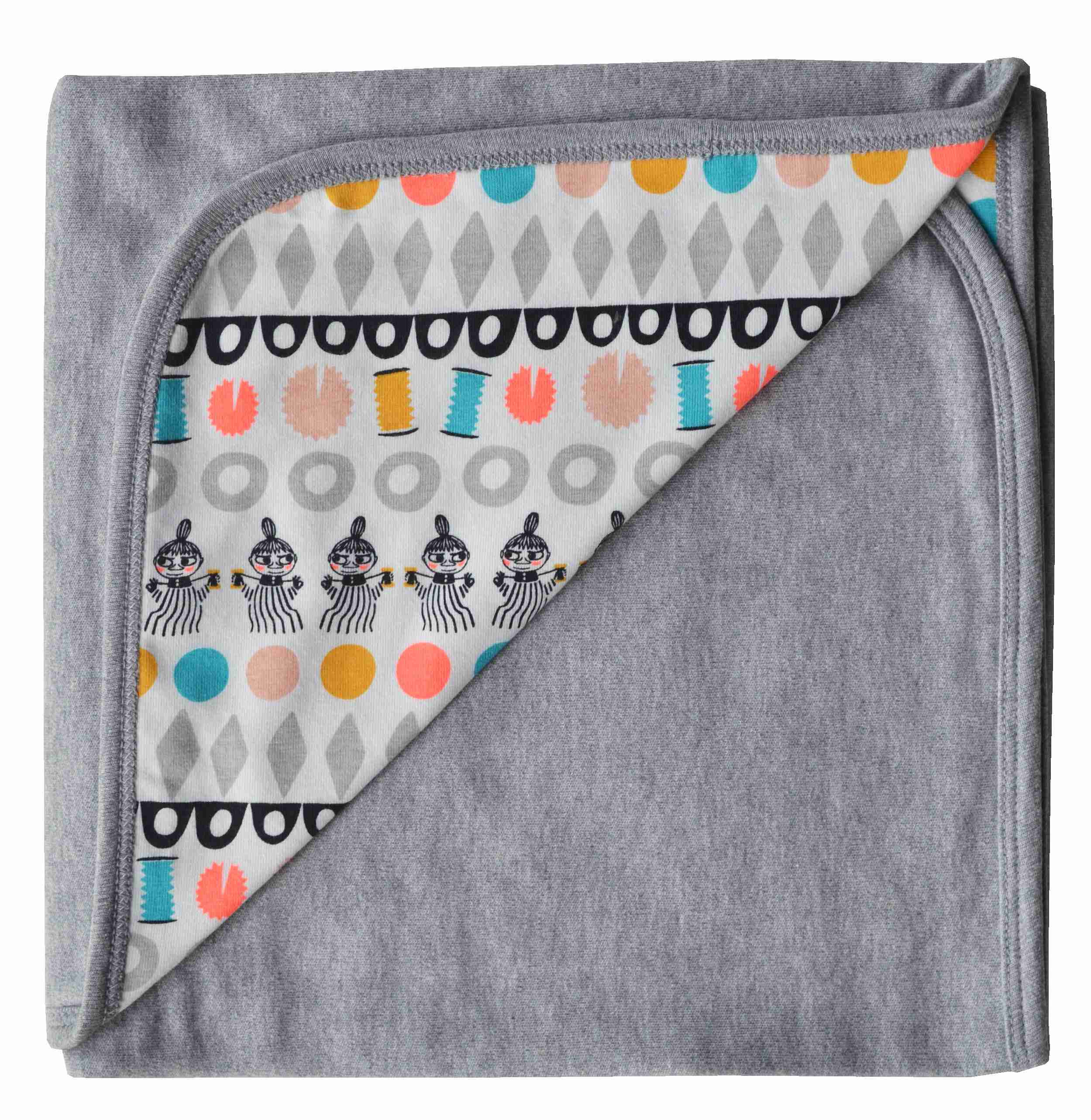 Grey Melange/ All Over Printed Reversible Baby Blanket (100% Cotton Interlock)