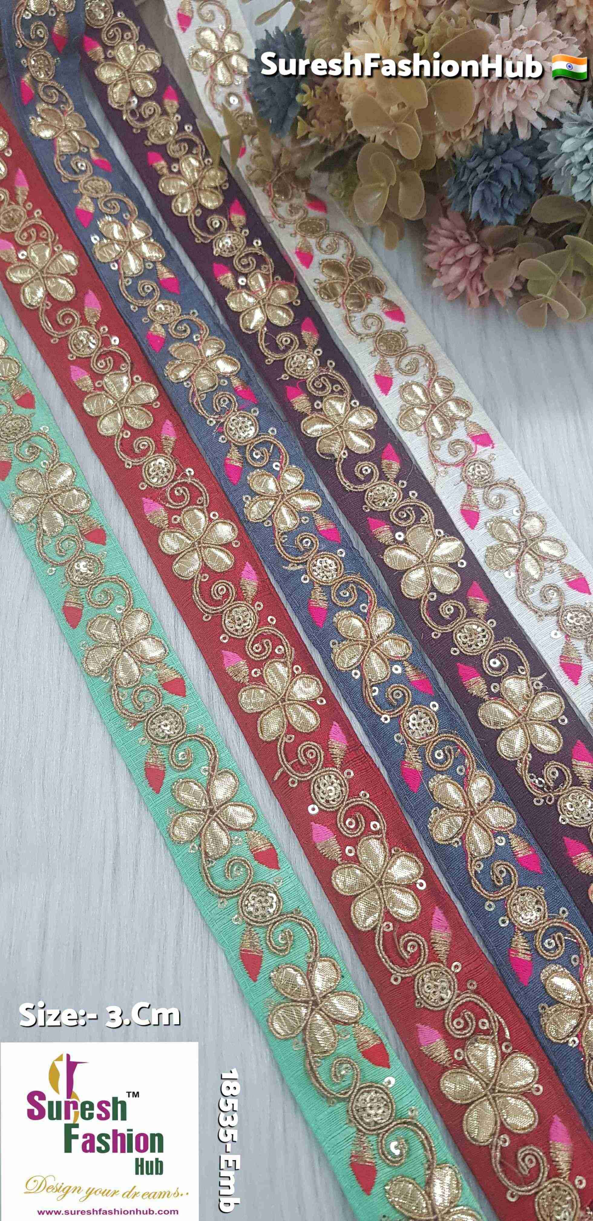 Floral Gota Delight Embroidery Green