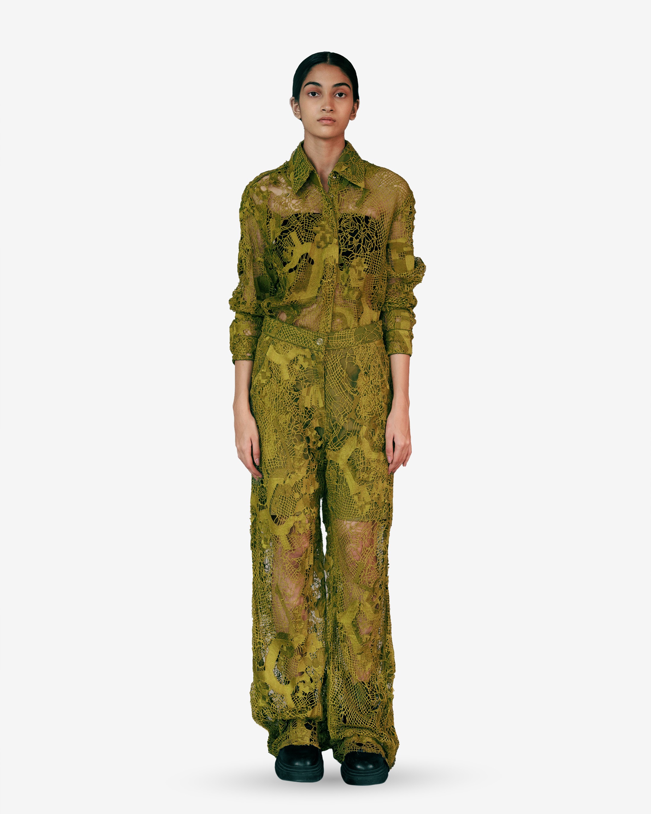 Yellow Map Embroidery Shirt Pant