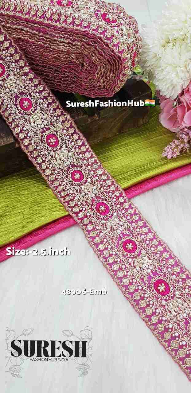 Light Rani Handmade Look Pearl Embroidery Lace – 48906-Emb