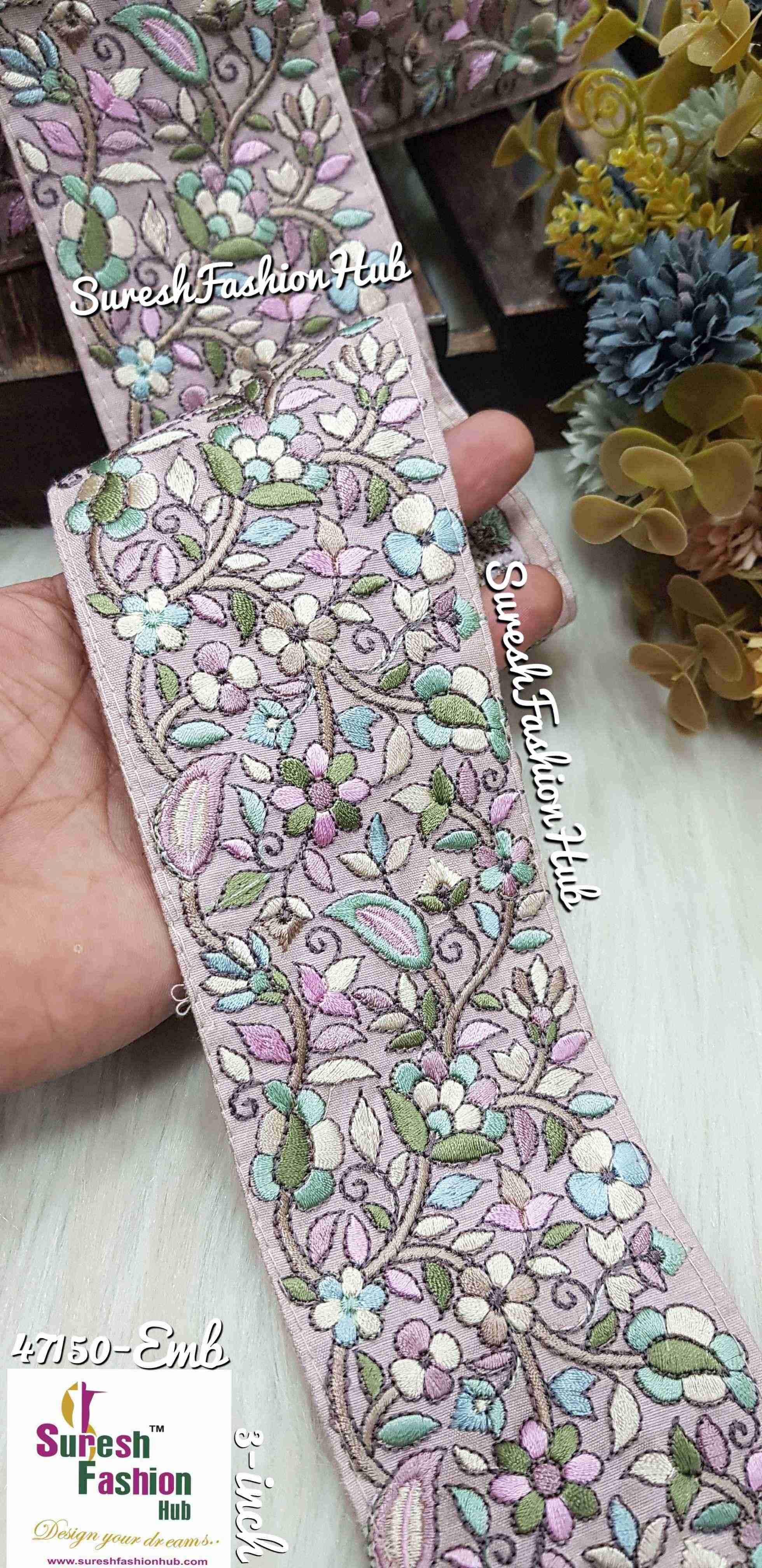 Electric Lavender Zoroastrian Elegance: 9-Meter Parsi Embroidered Borders