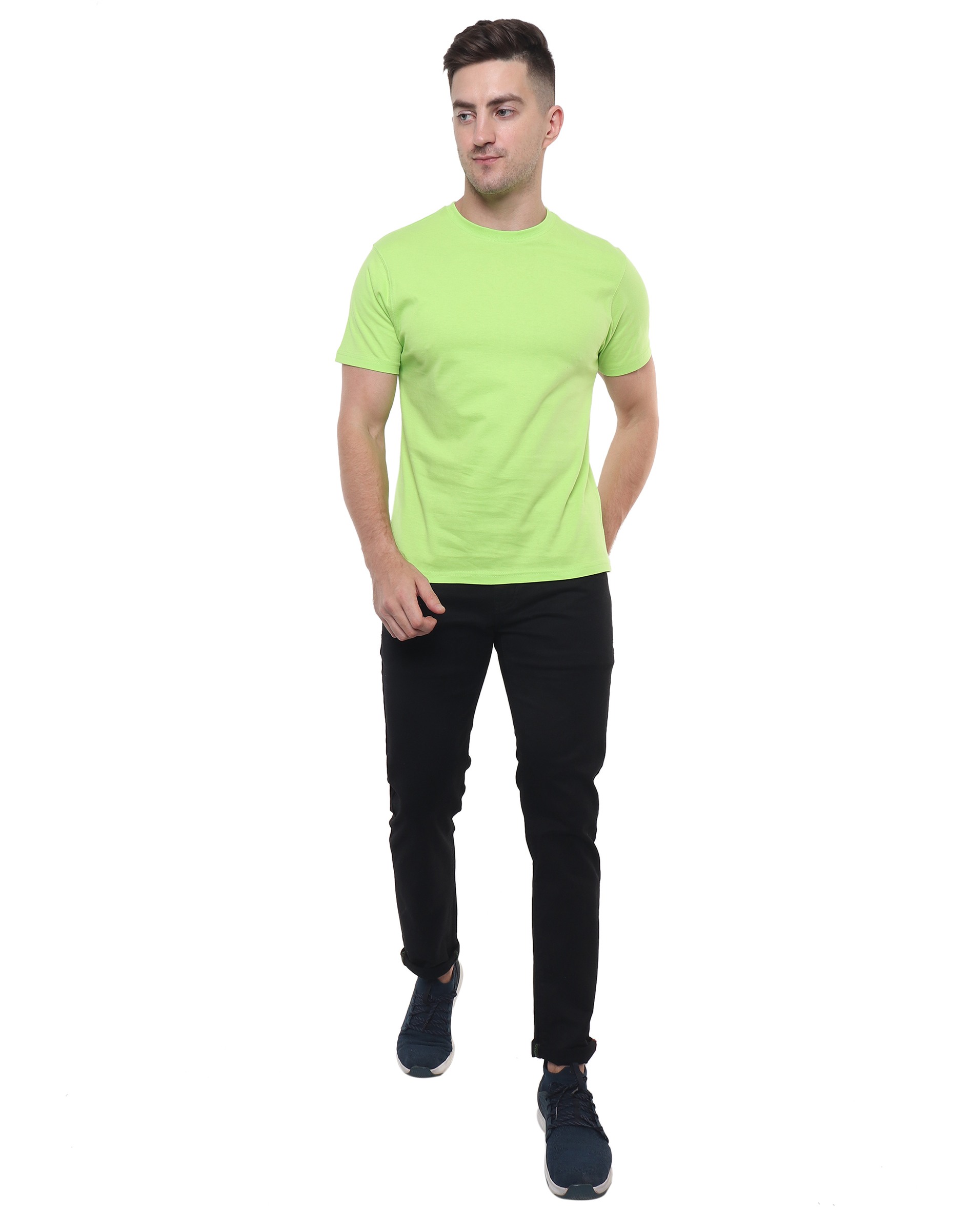 Chartreuse Green Round Neck T Shirt
