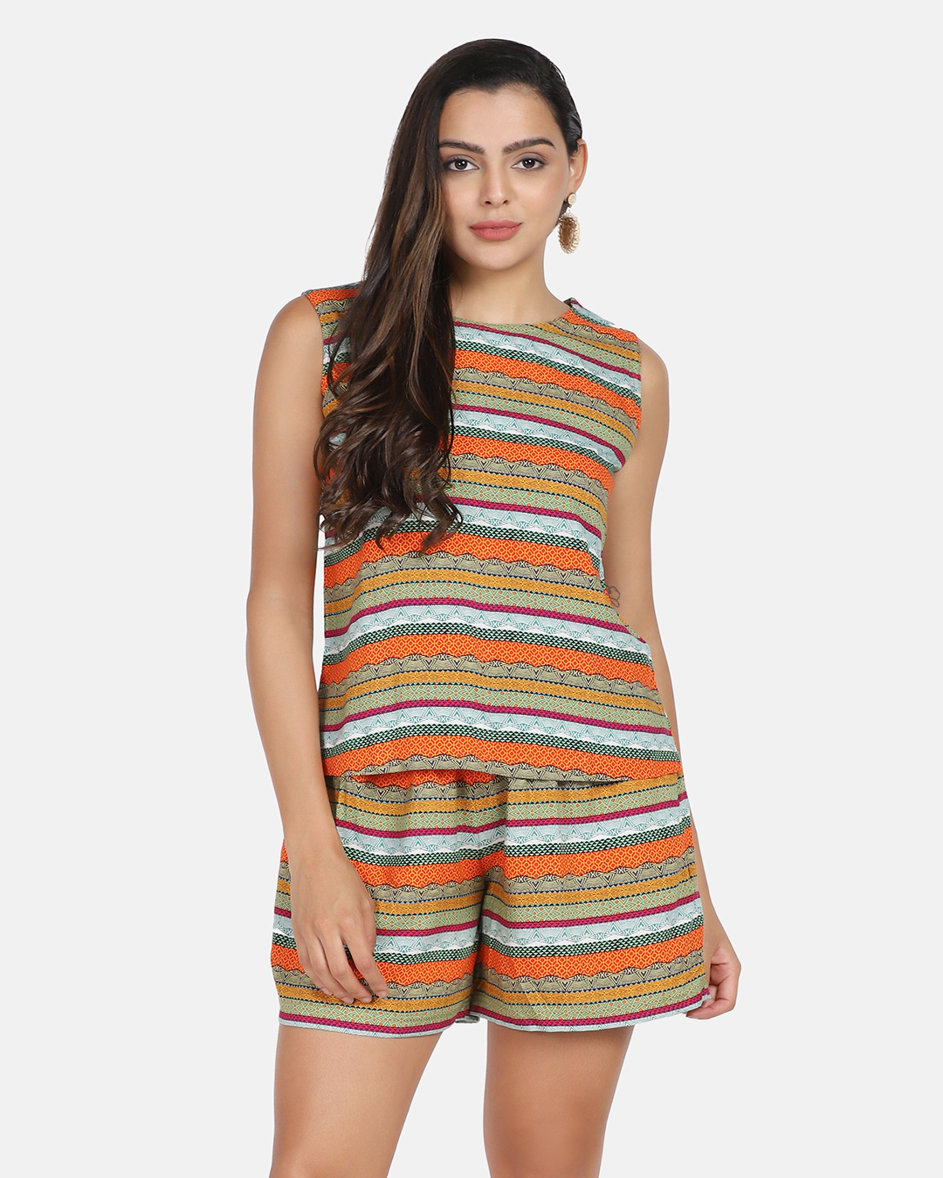 Inands | Printed Vertical Striped Co-Ords undefined
