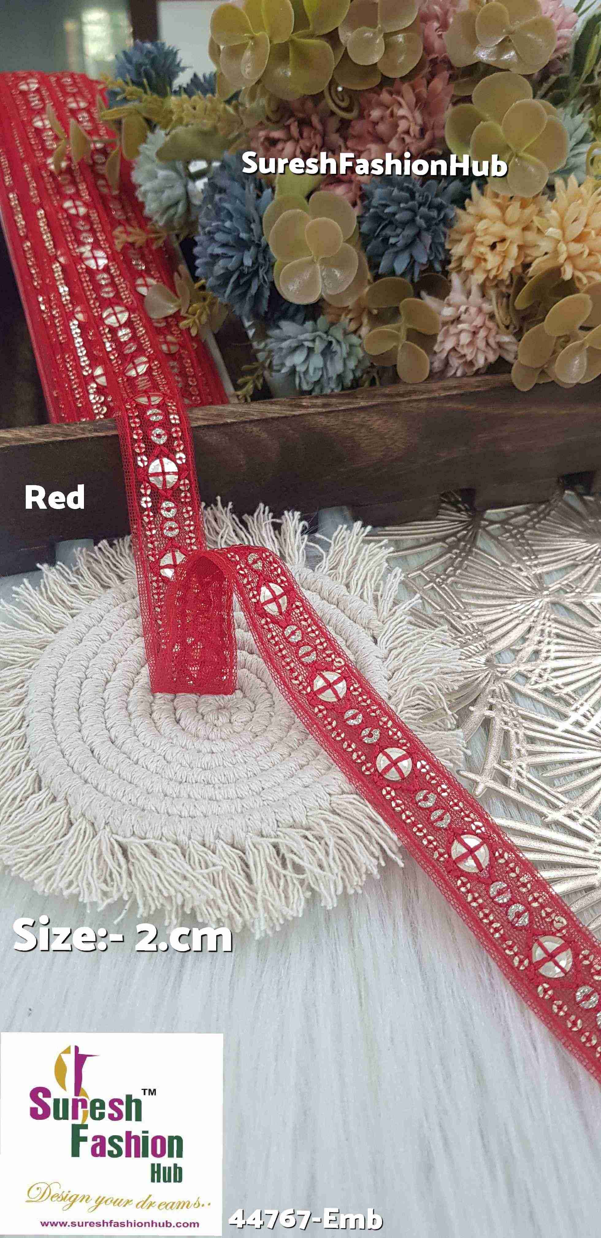Red Net Embroidered Lace