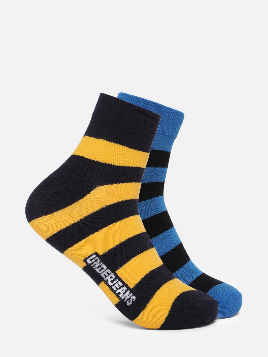 Underjeans Men Assorted Ankle length (Non terry) Socks Pack of 2