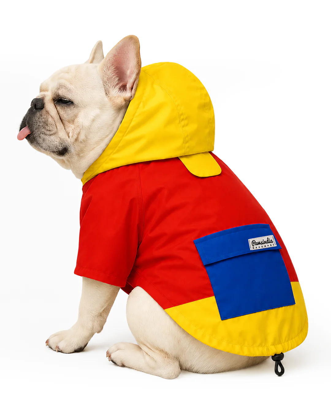 Pawsindia Dog Hooded 360° Raincoat, Red & Yellow