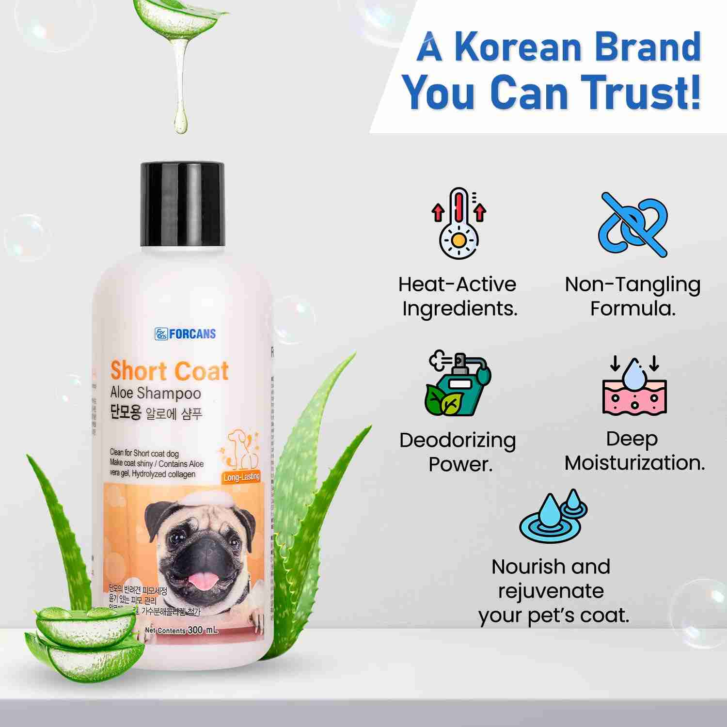 Forcans Short Coat Aloe Shampoo for Dogs