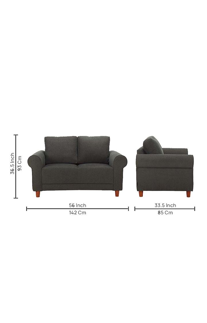 neudot Melody Sofa for Living Room |2 Persons Sofa|Premium Fabric with Padded Cushioned Armrest | Solid Wood Frame|2 Seater in Slate Grey Color
