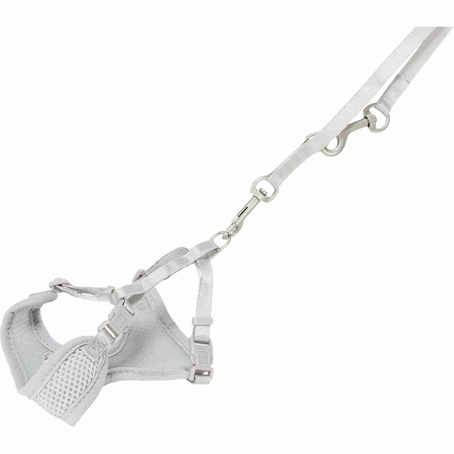Trixie Junior Puppy Soft Harness with Leash (S–M: 26–34 cm/10 mm, 2.00 m, Light Grey)