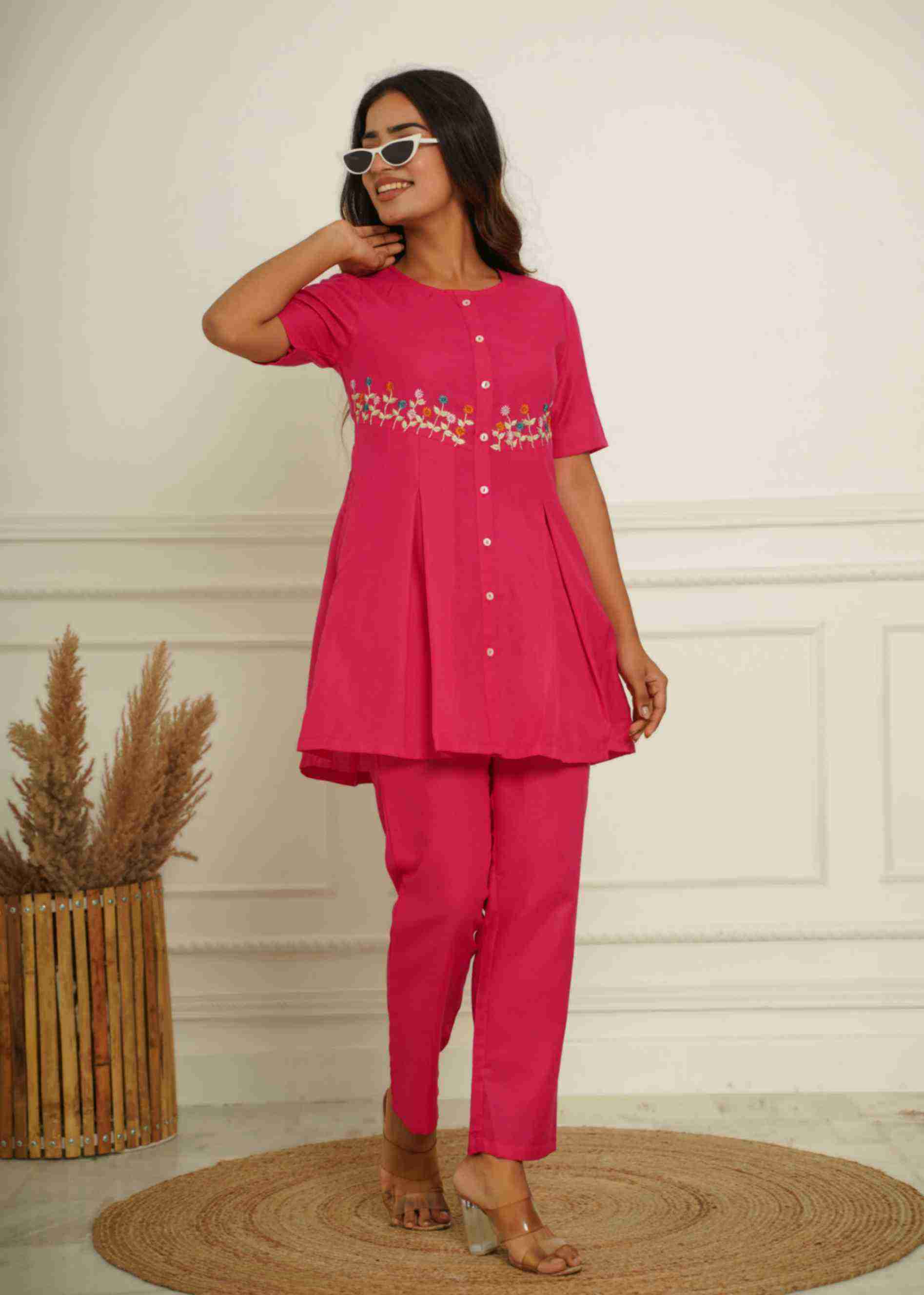 COTTON BLENDED EMBRODIERED CO-ORD SET
