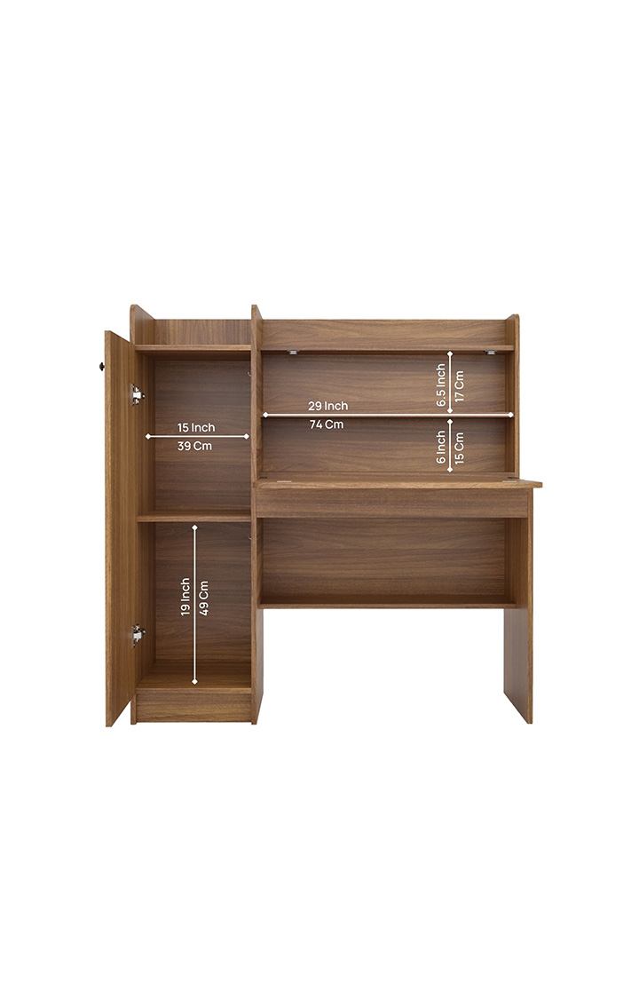 NEUDOT Vision Engineer Wood 1 Door Study Table | Multi-Purpose Study Table | Computer Table for Students | Desk for Work from Home | 1 Year Warranty (Leon Teak)