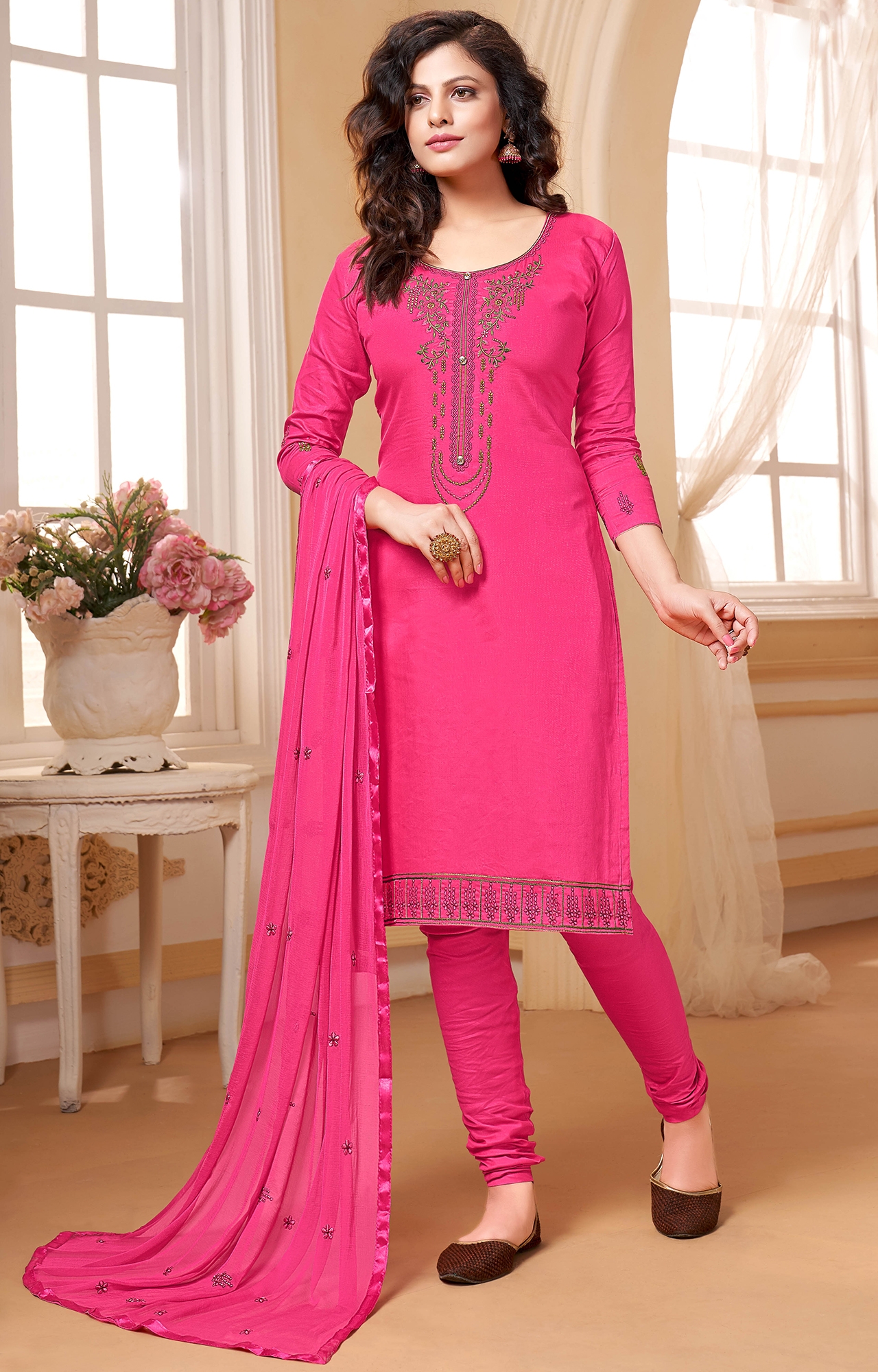 Cotton Embroidered Dress Material in Dandeli at best price by Aishwarya  Traders - Justdial