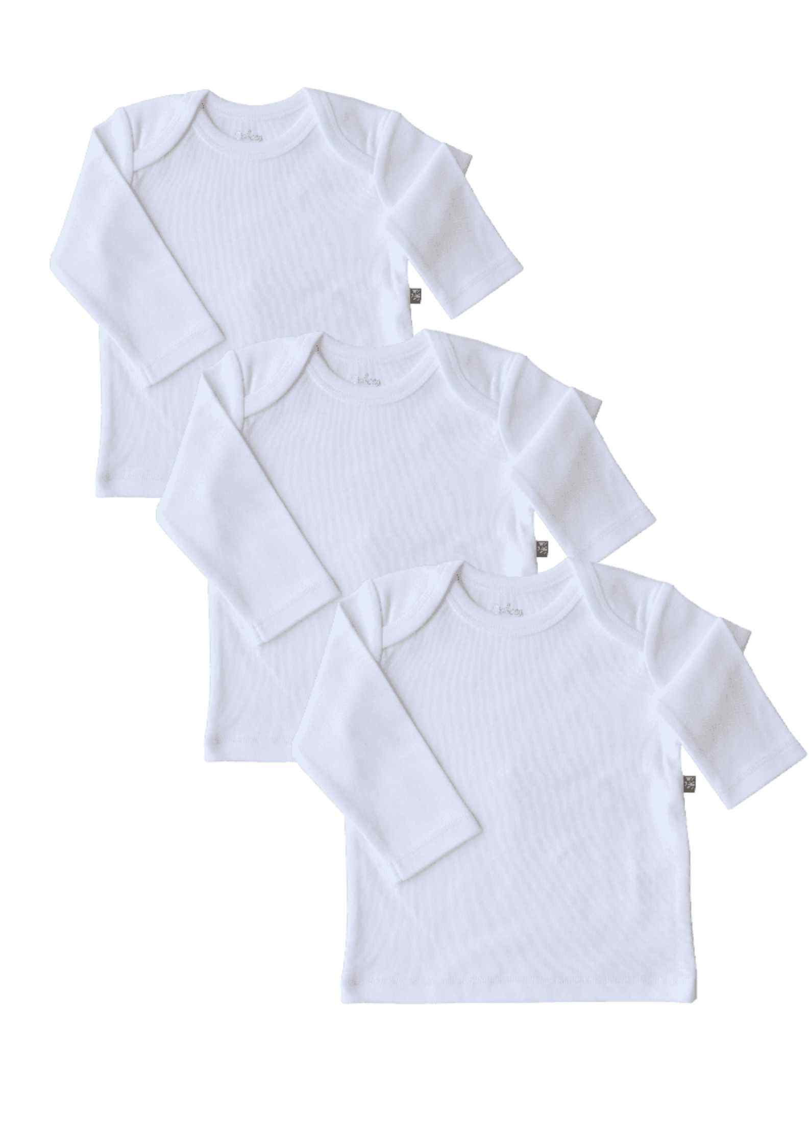 3pc Combo Pack White Long Sleeve Top (100% Cotton Interlock Biowash)