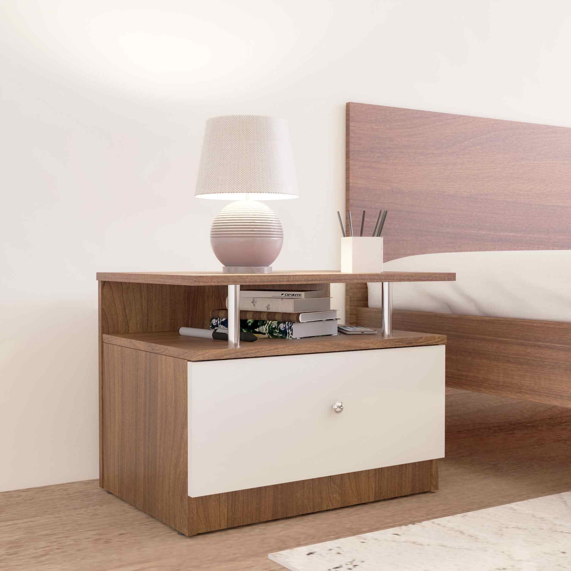 neudot Pico Bedside Table - Leon Teak (DIY)