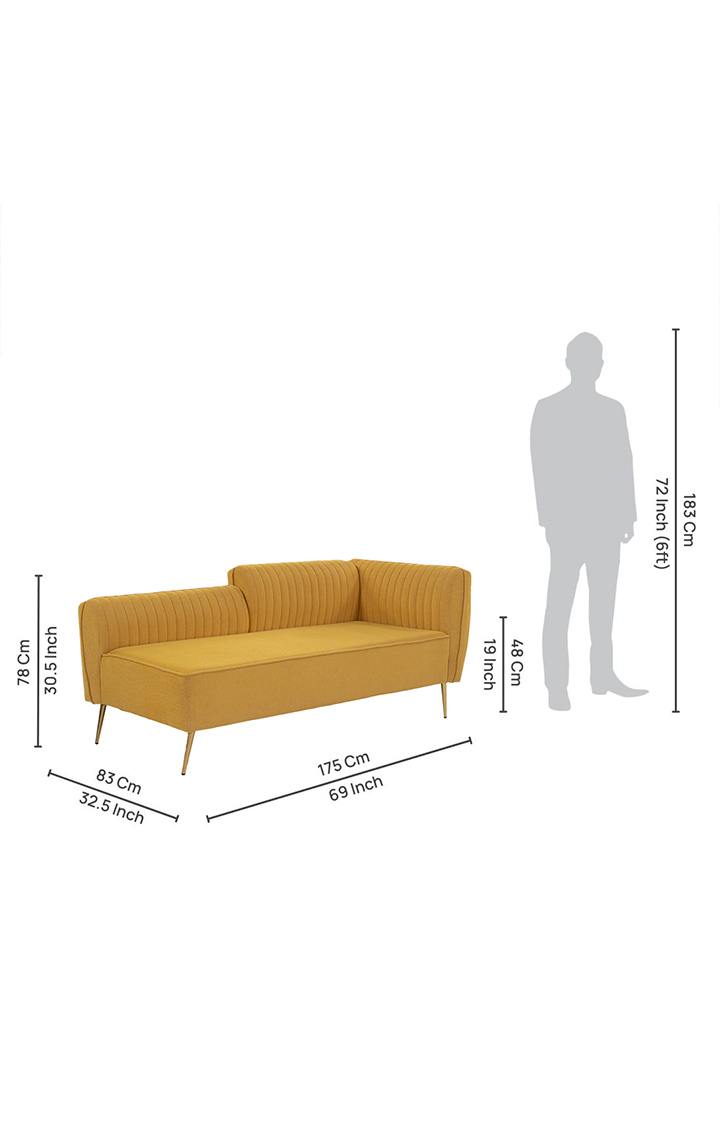 neudot Diva RHS Sofa Chaise Lounger with Golden Legs for Living Room|Bedroom|2 Person Sofa|Diwan|Premium Fabric | Solid Wood Frame|2 Seater (Colour : Husky Yellow (DIY))