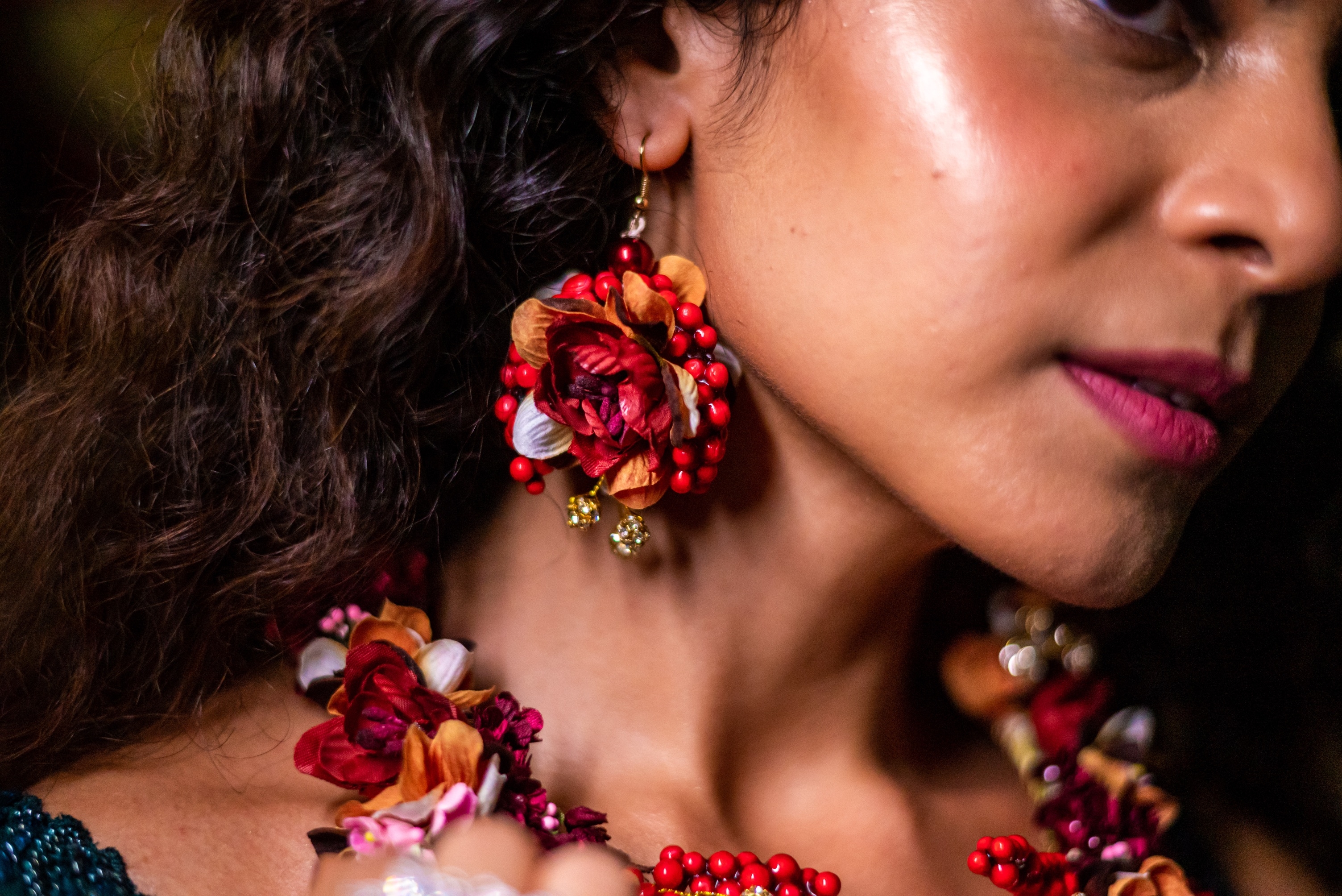 Floral art | Red Floral Earings with Hooks for Women  undefined