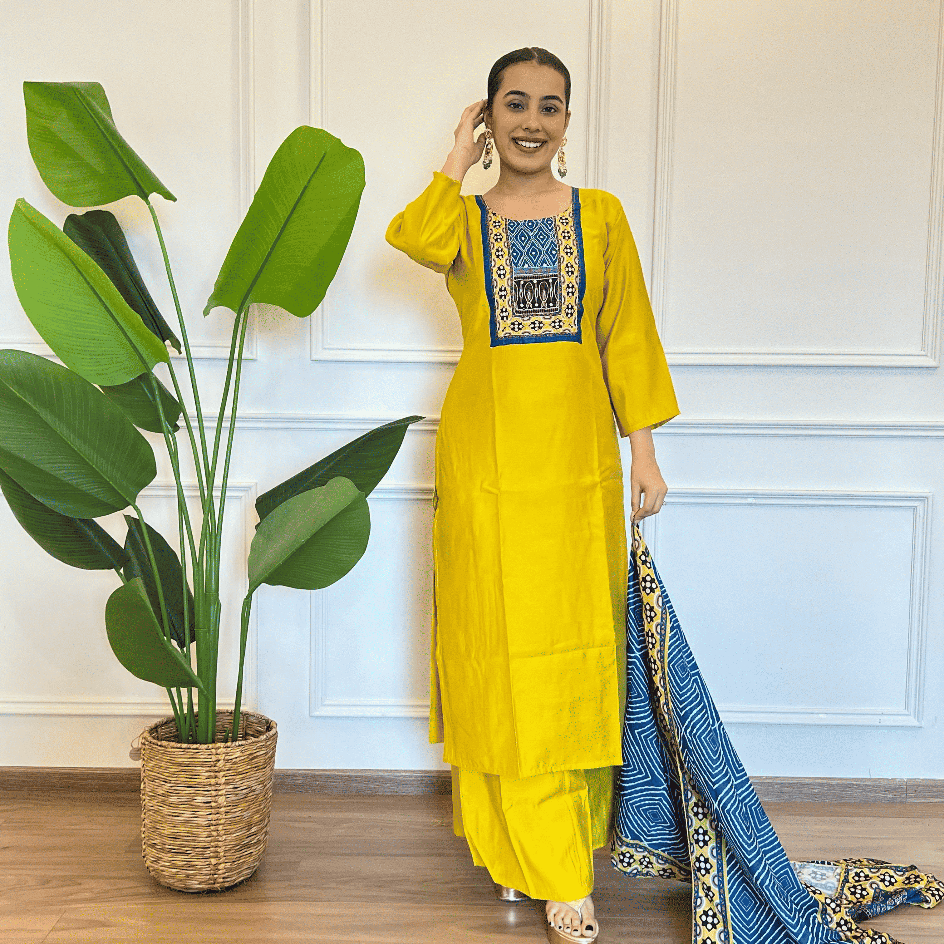 Yellow Duppata Set