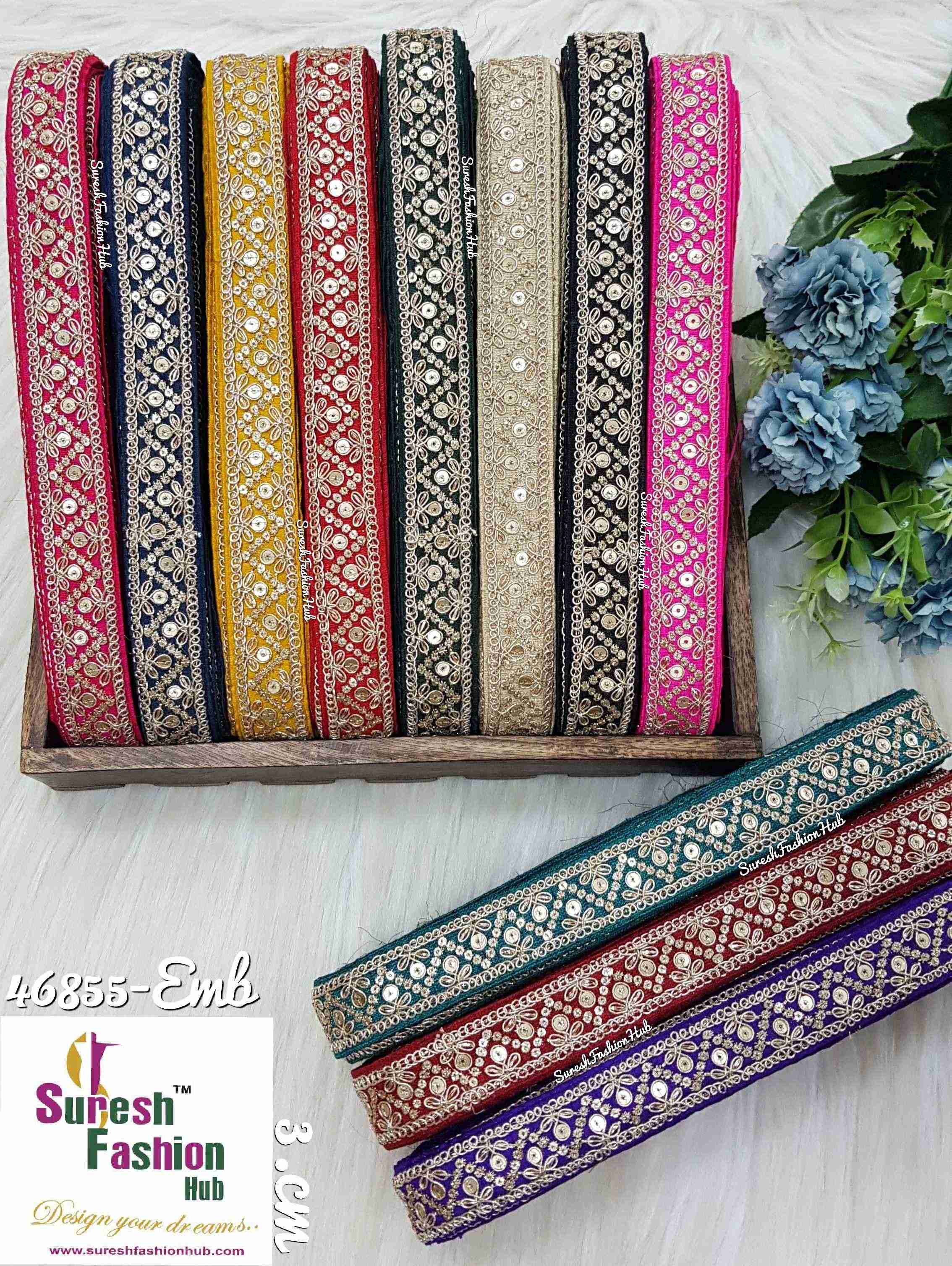 Golden Sequin With Zari Splendor Dark Green Borders Laces