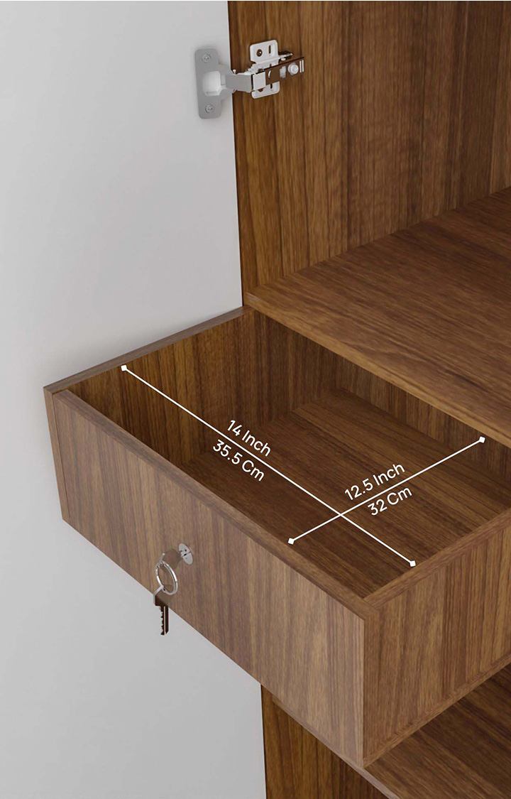 neudot Dallas Engineering Wooden Wardrobe Almirah for Cloth with 2 Doors | Almirah for Clothes Wooden | Wardrobe Organizer | Multipurpose Almirah | Leon Teak, Model - Dallas 1 Year Warranty
