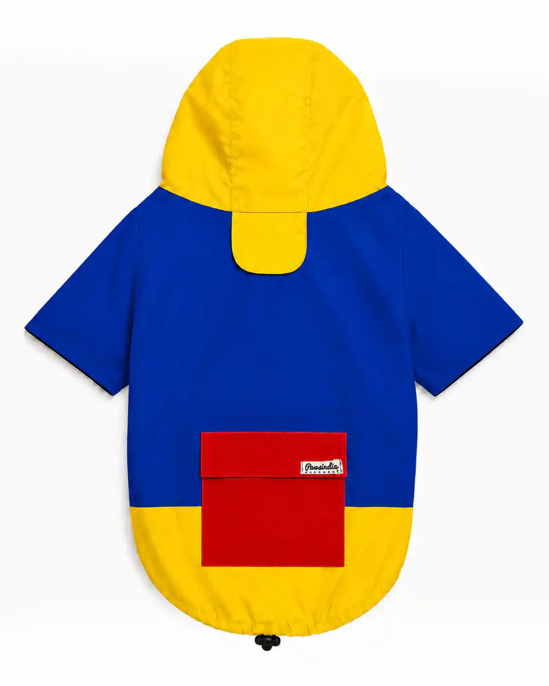 Pawsindia Dog Hooded 360° Raincoat, Navy Blue & Yellow