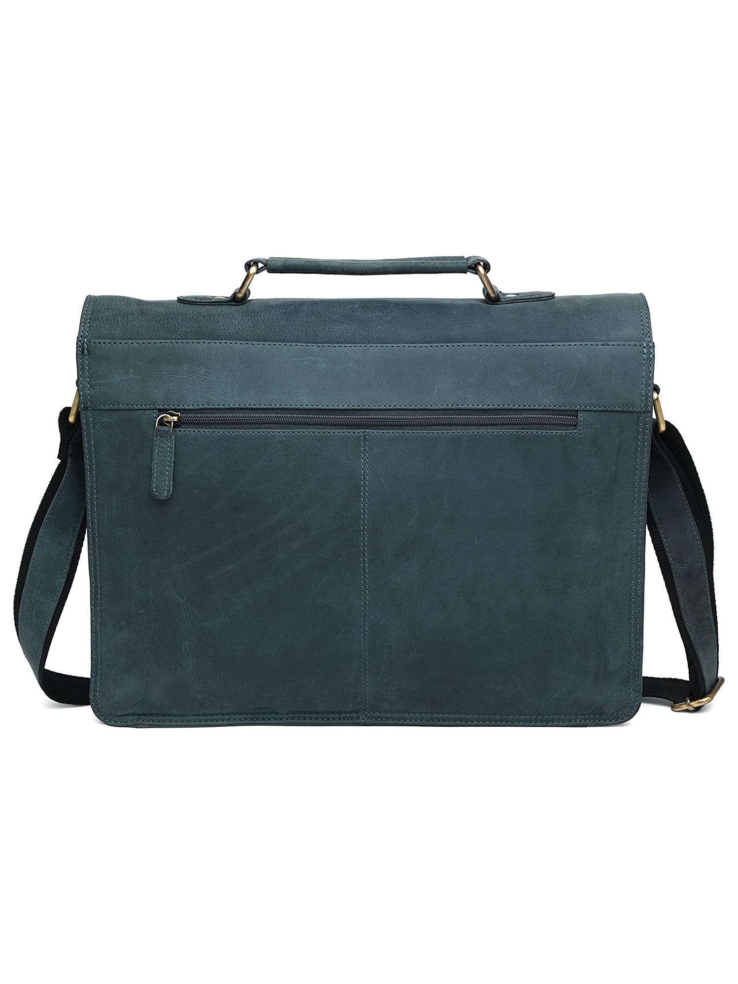 WildHorn 100% Genuine Classic Leather Blue Laptop Bag for Men