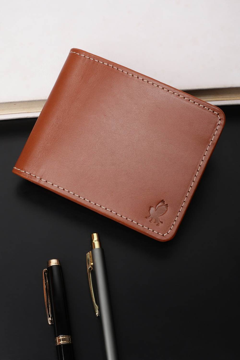 Men Brown Solid Leather Wallet