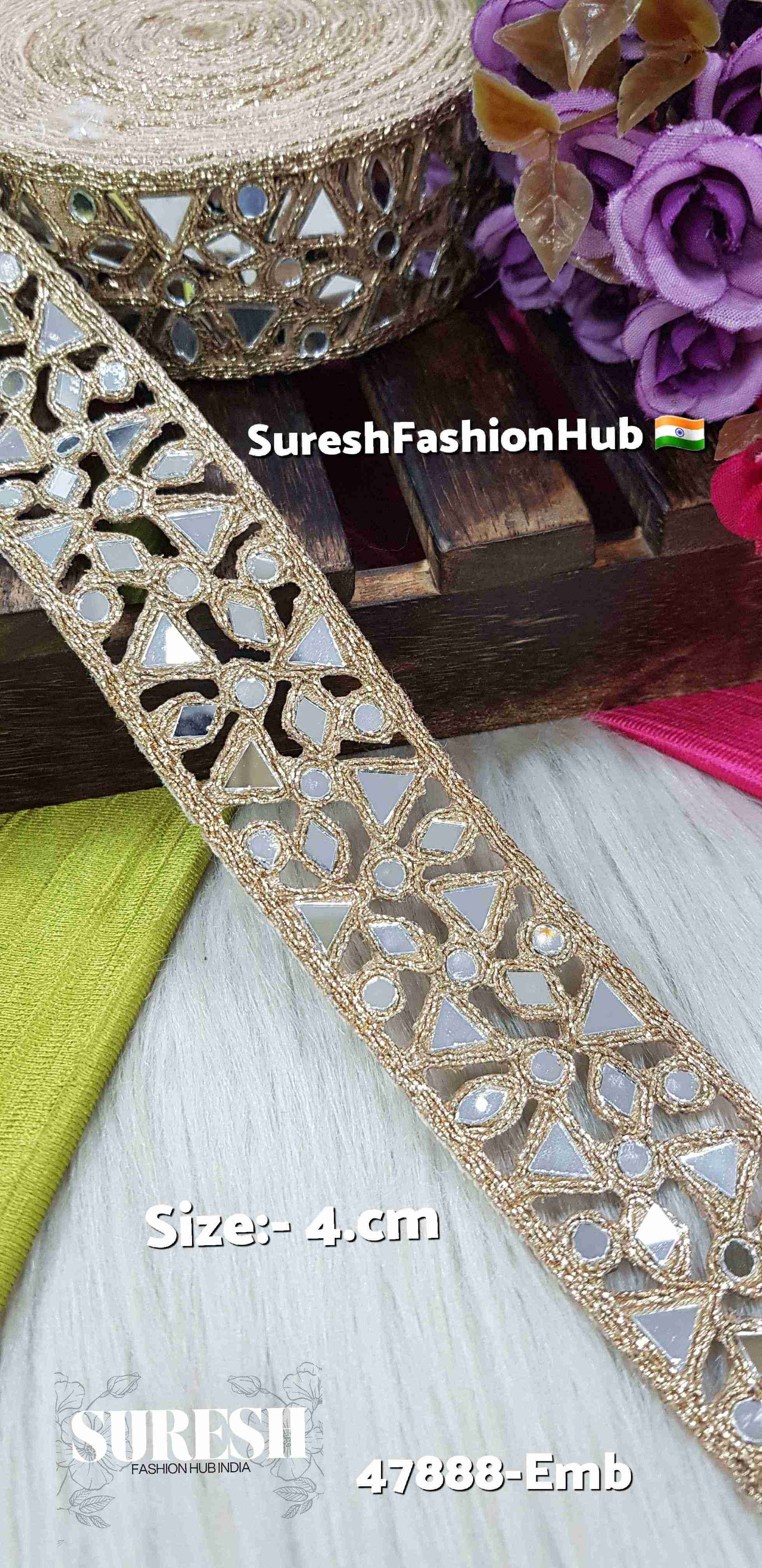 Glitter Radiance Mirror Floral Lace – 47888-Emb
