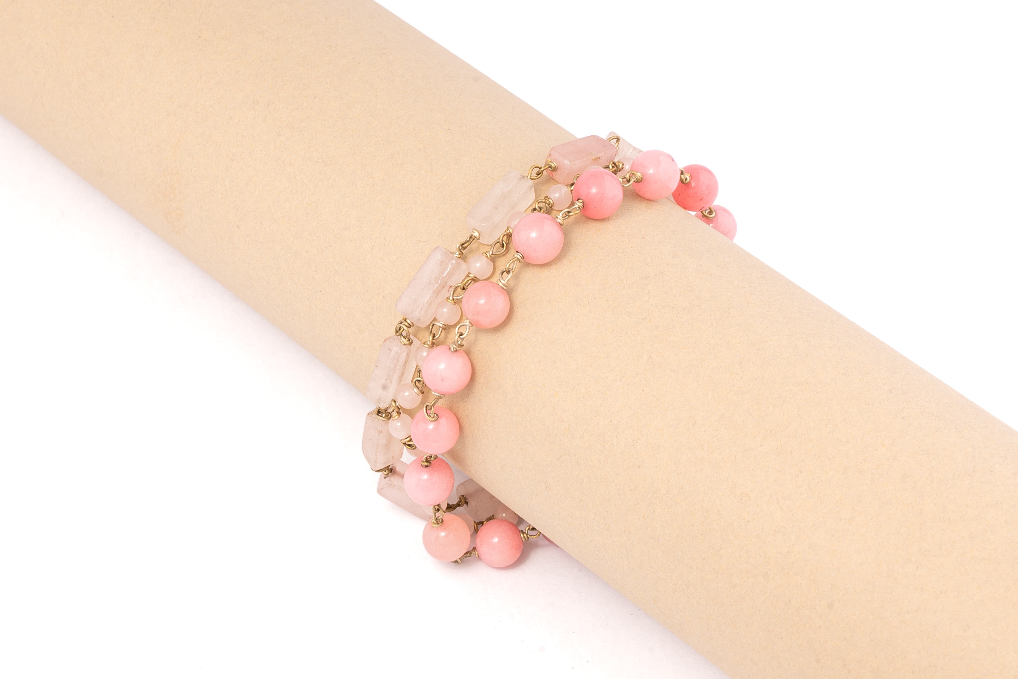 Triple layered Rose quartz beaded bracelet