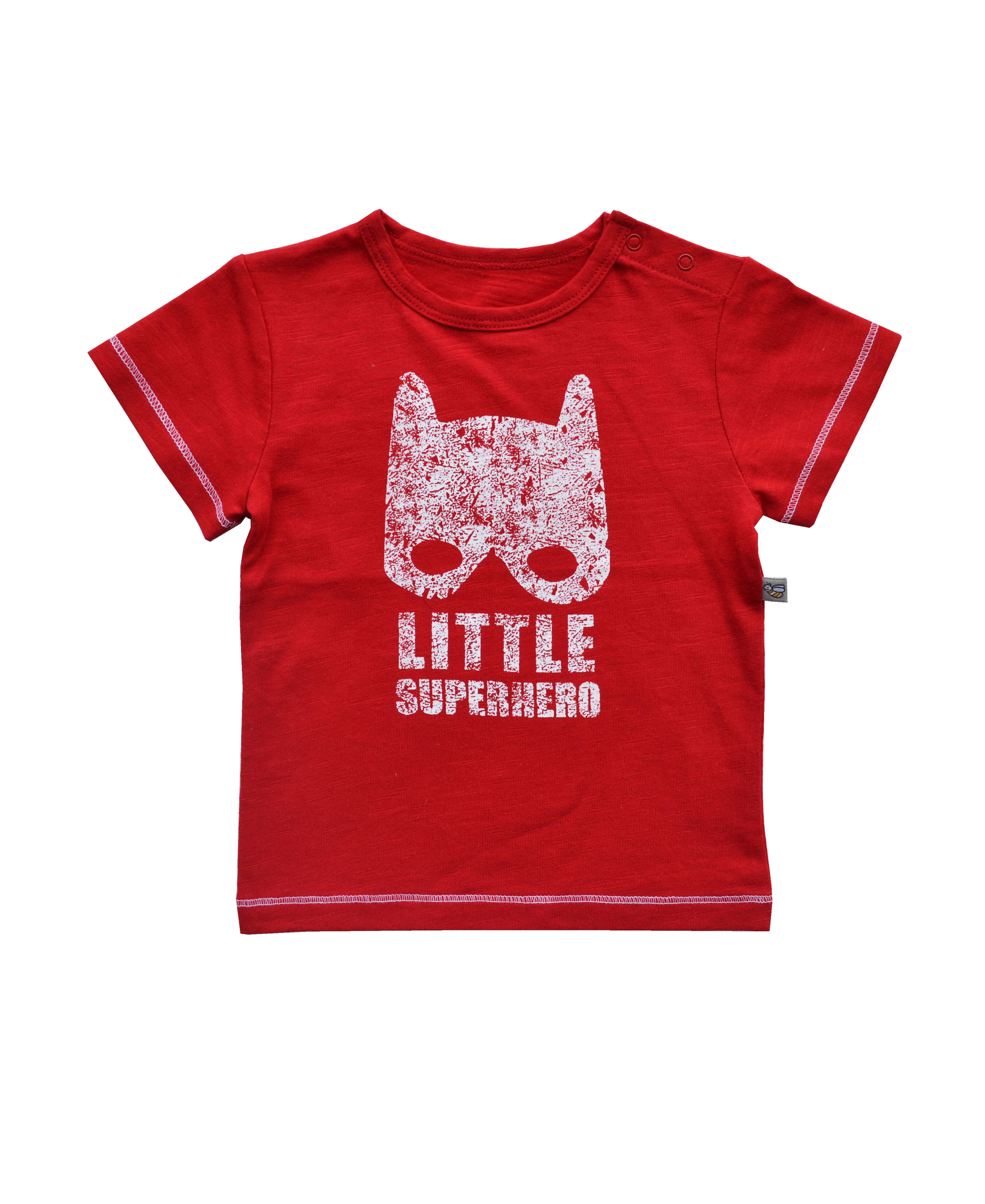 Babeez | Red T-shirt with White Little Superhero print (100% Cotton Slub Jersey) undefined
