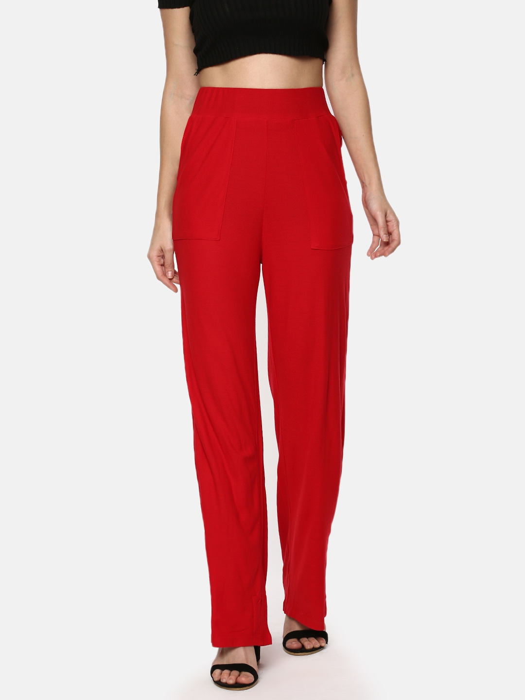 Y CAN F | YCANF Women's Casual Red Palazzos 0