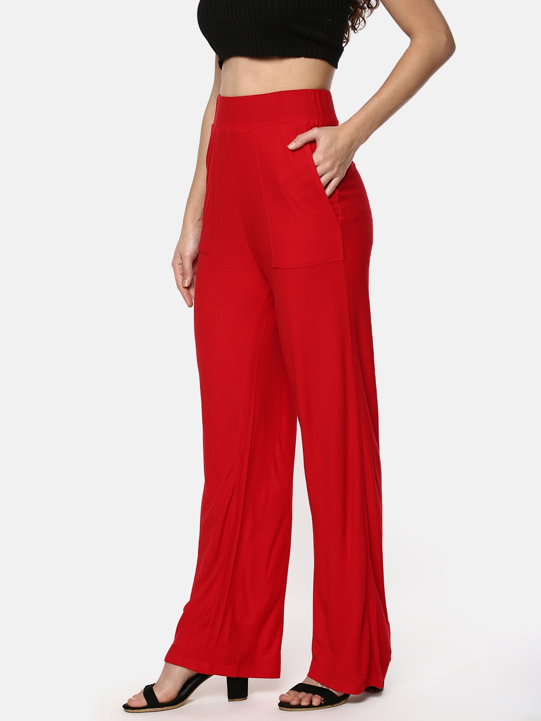 Y CAN F | YCANF Women's Casual Red Palazzos 1