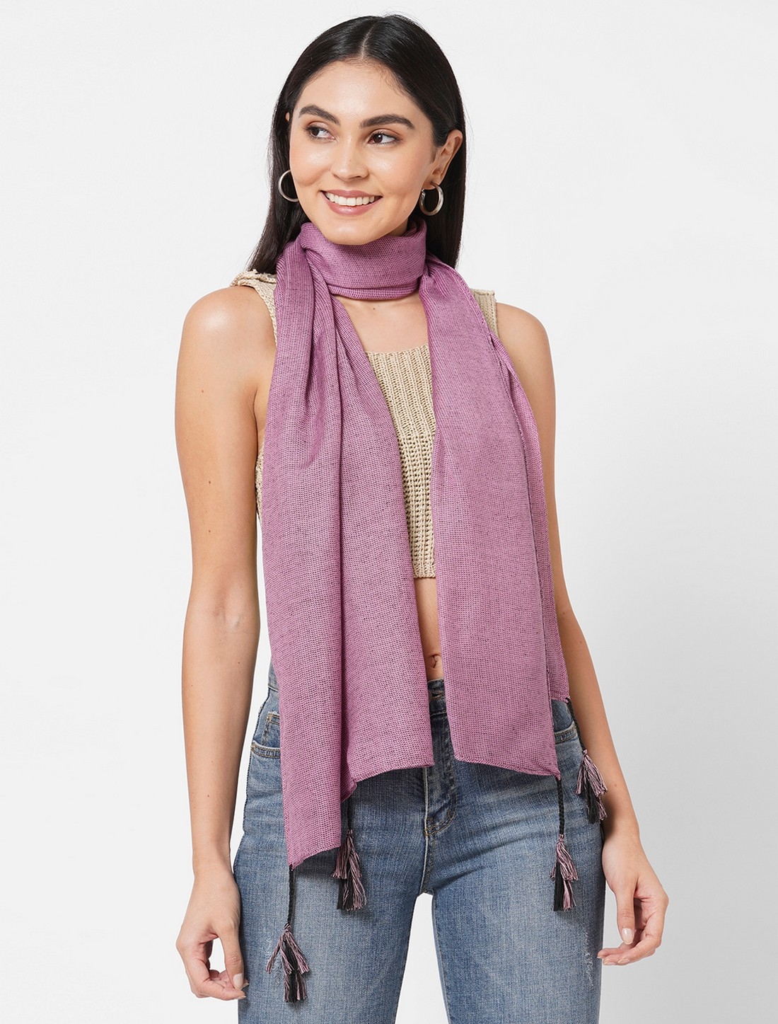 Get Wrapped | Get Wrapped Pink Dotted Scarves with Tassels 0