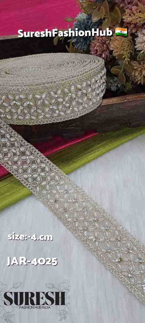 Pearl Dori Net Pearl & Rhinestone Lace – Jar-4025