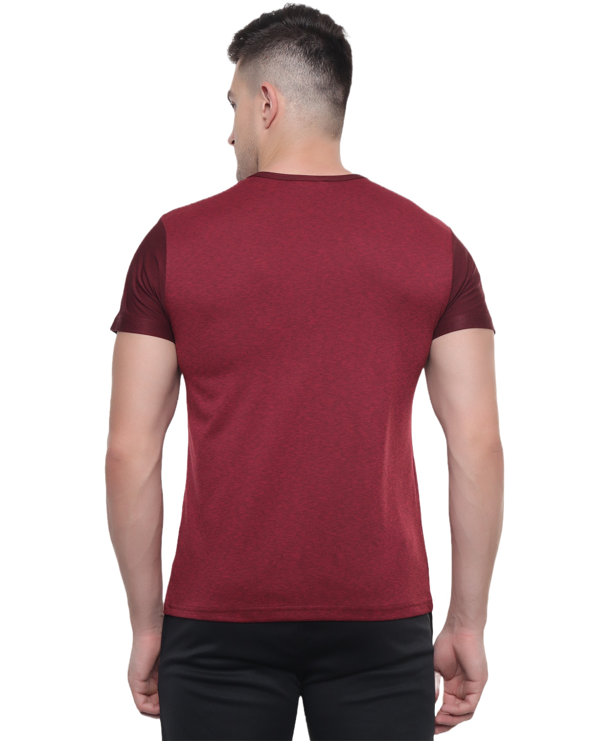 Wine Melange Round Neck T Shirt
