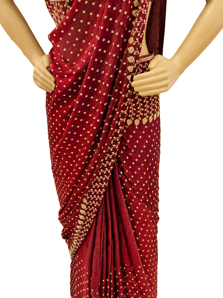 Gayatri Women's Maroon Fendi Fancy Sequin Saree