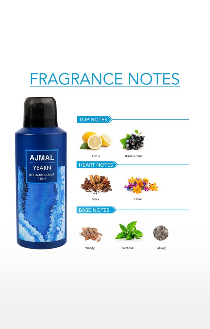 Ajmal | Ajmal Yearn Deodorant Aquatic Perfume 150ML Long Lasting Scent Spray Party Wear Gift For Men 2