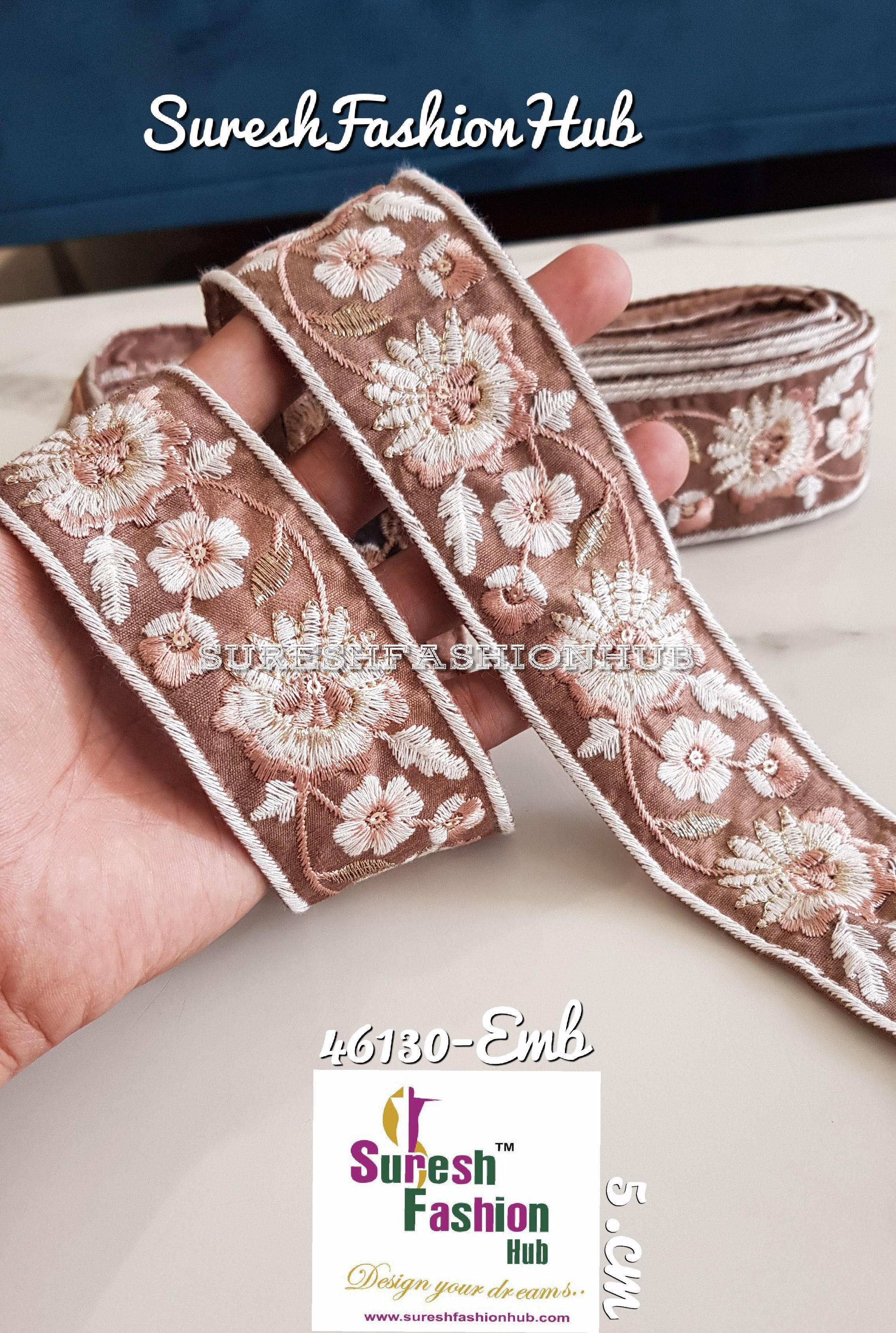 Threaded Stardust Embroidered Design Trim