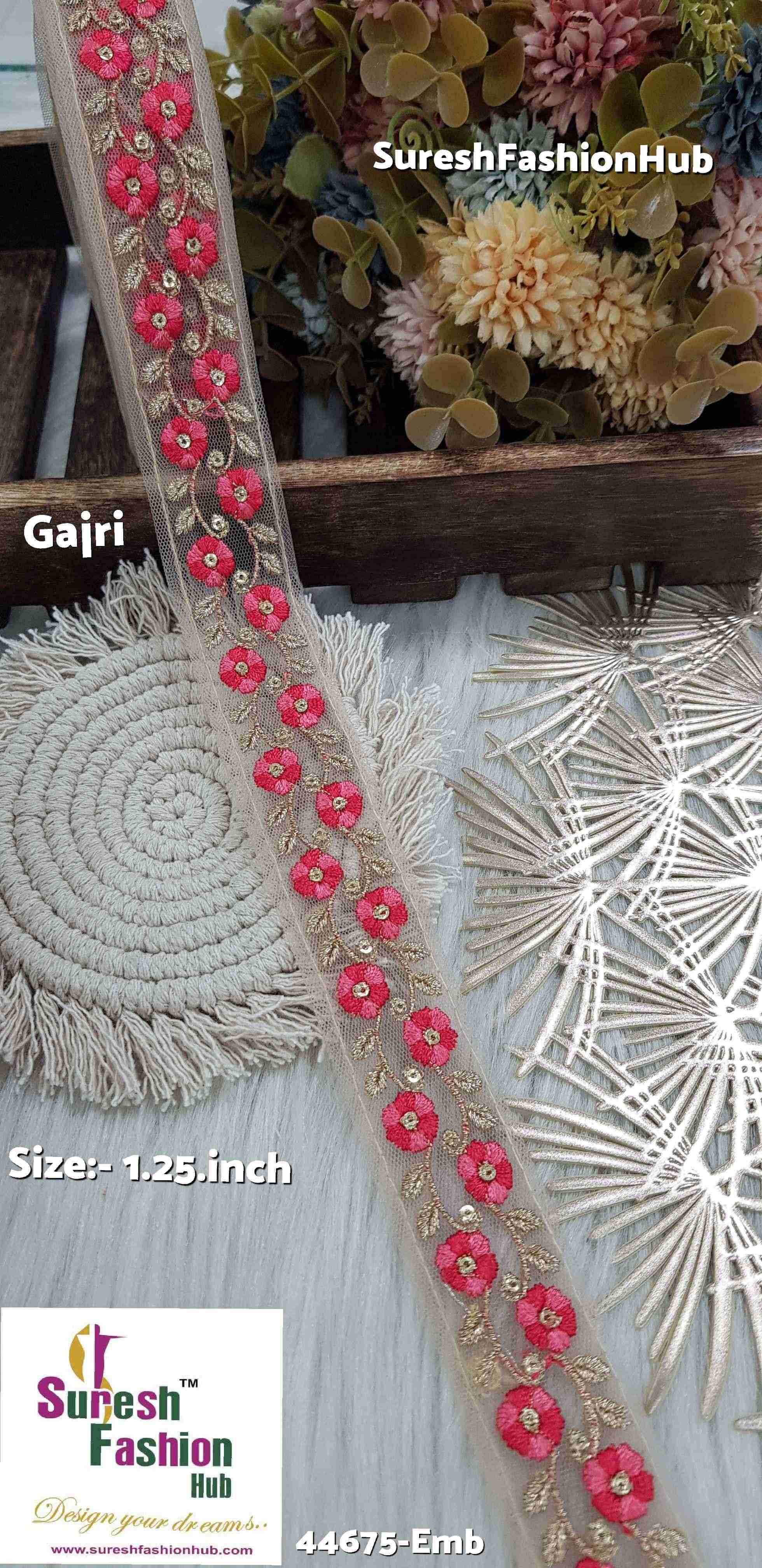 Dual Tone Gajri Embroidered Net Lace