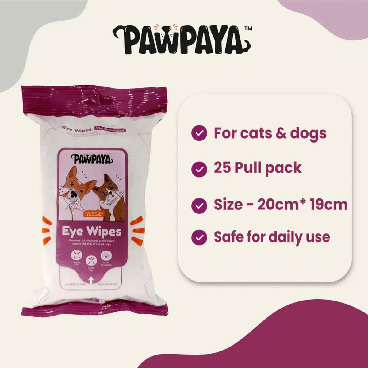 Pawpaya Eye Wipes 20x18cm - 25 Wipes