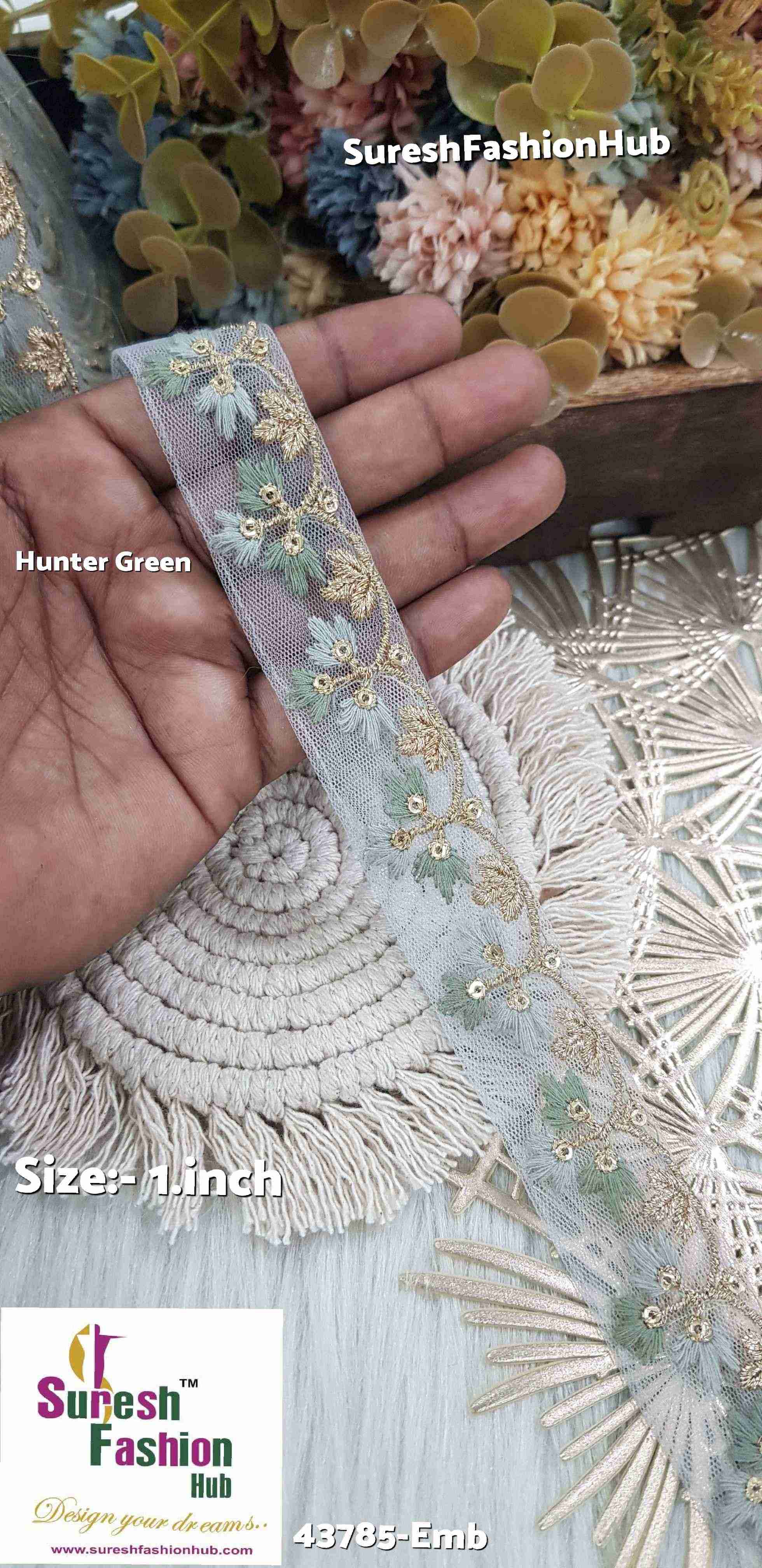 Hunter Green Embroidery Lace