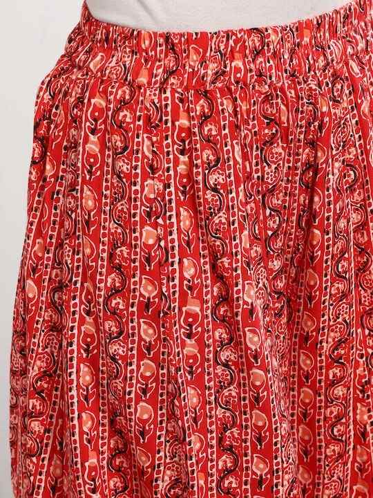 Women Red Printed Kurta with Palazzos