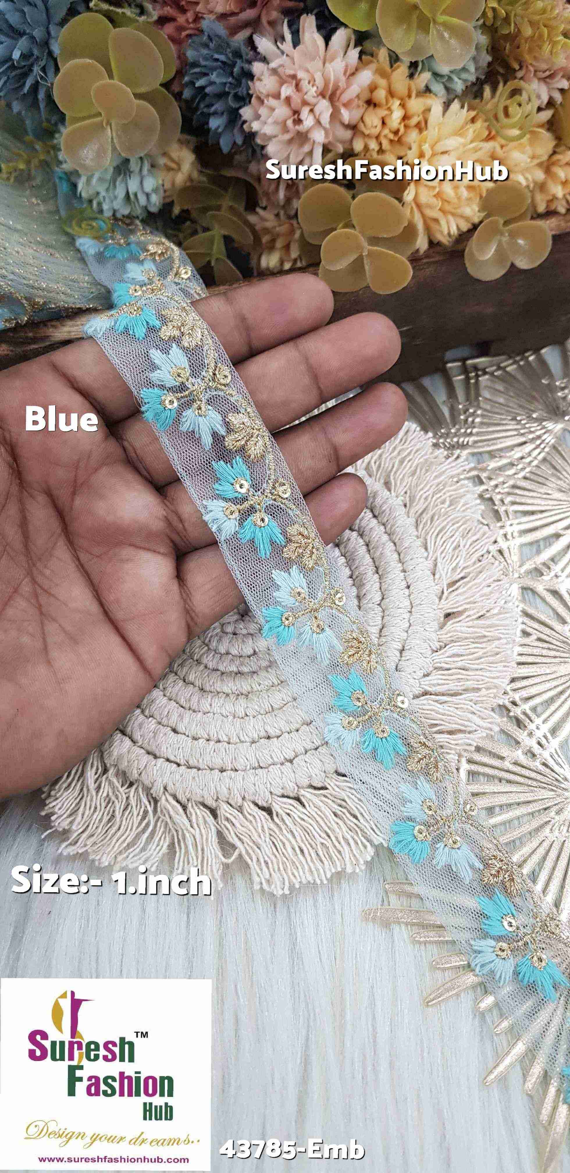 Blue Embroidery Lace