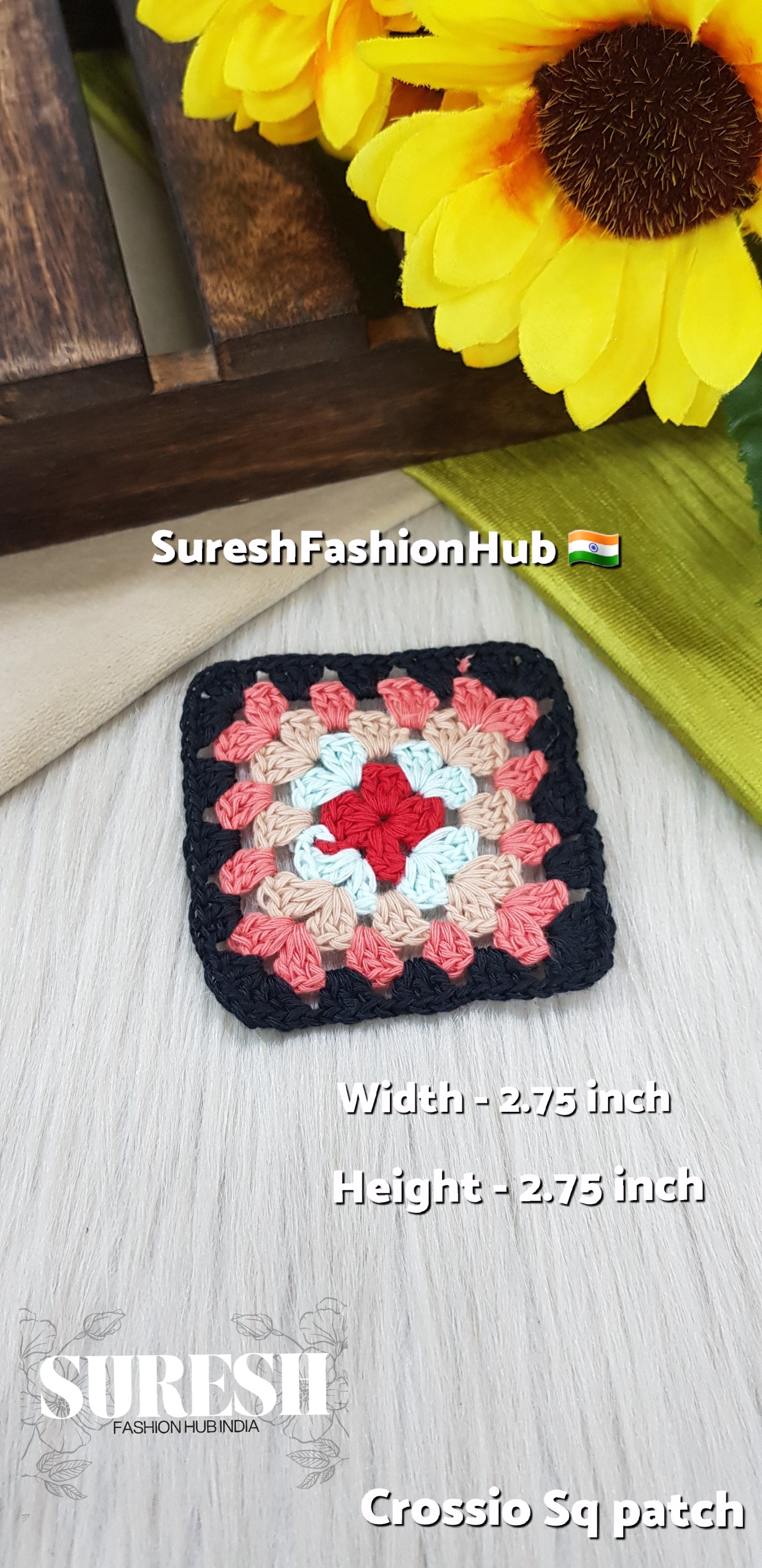 Cr-1 Handmade Crosio Square Patch (Black)