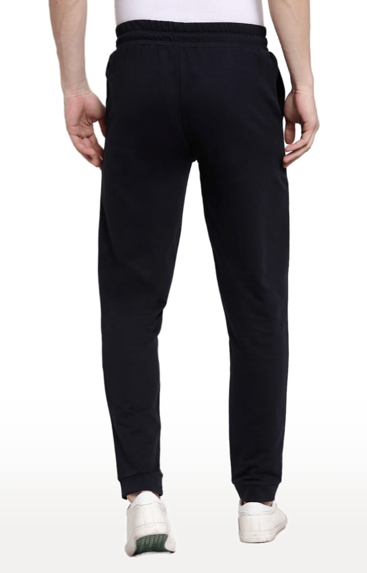 YOONOY | Men's Navy Blue Cotton Solid Casual Joggers 4